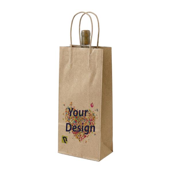 Personalizirana rjava vrečka za vino 14x8x39 cm (300 kos)