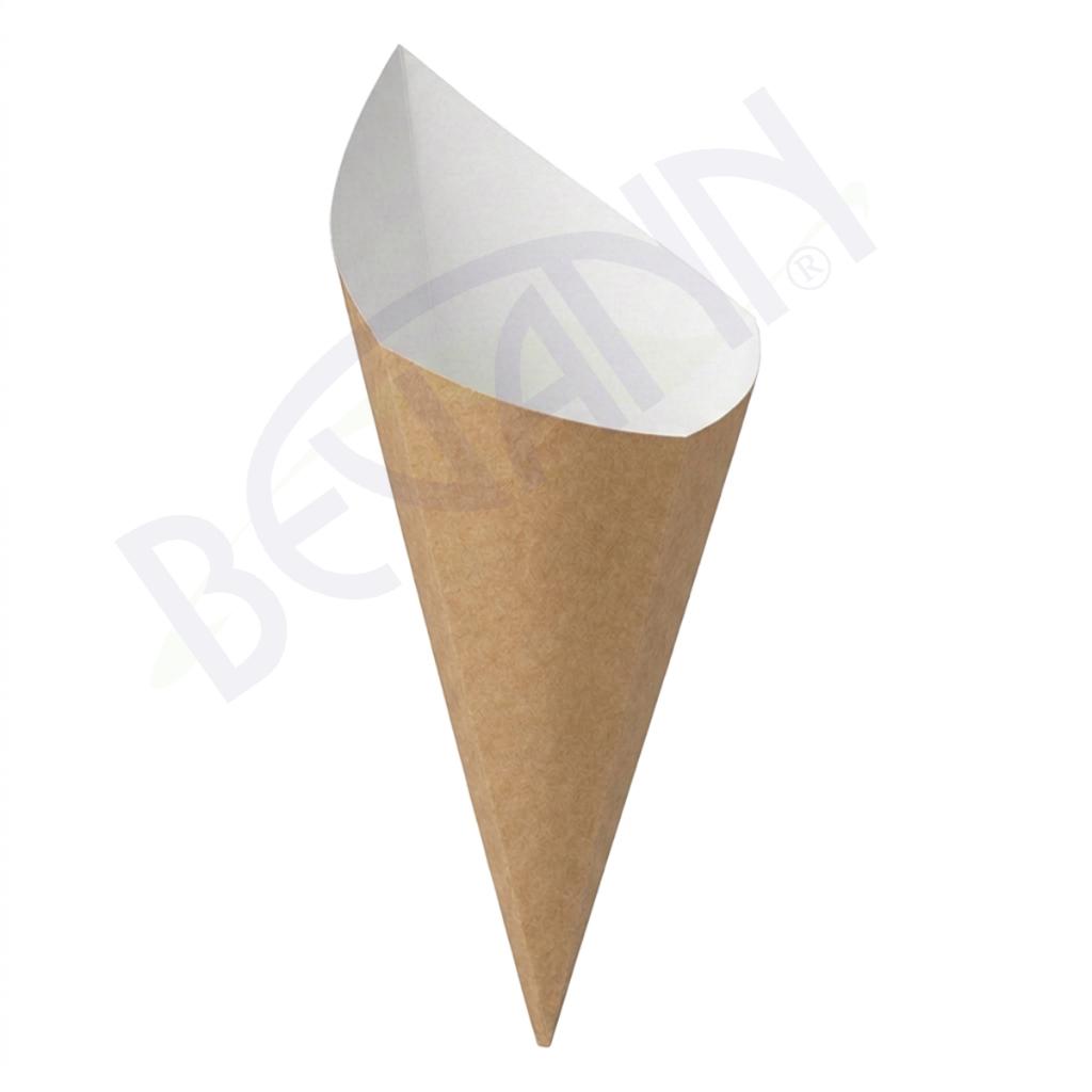 Kartonski kornet za pomfrit KRAFT S 15x26 cm, 50 kos